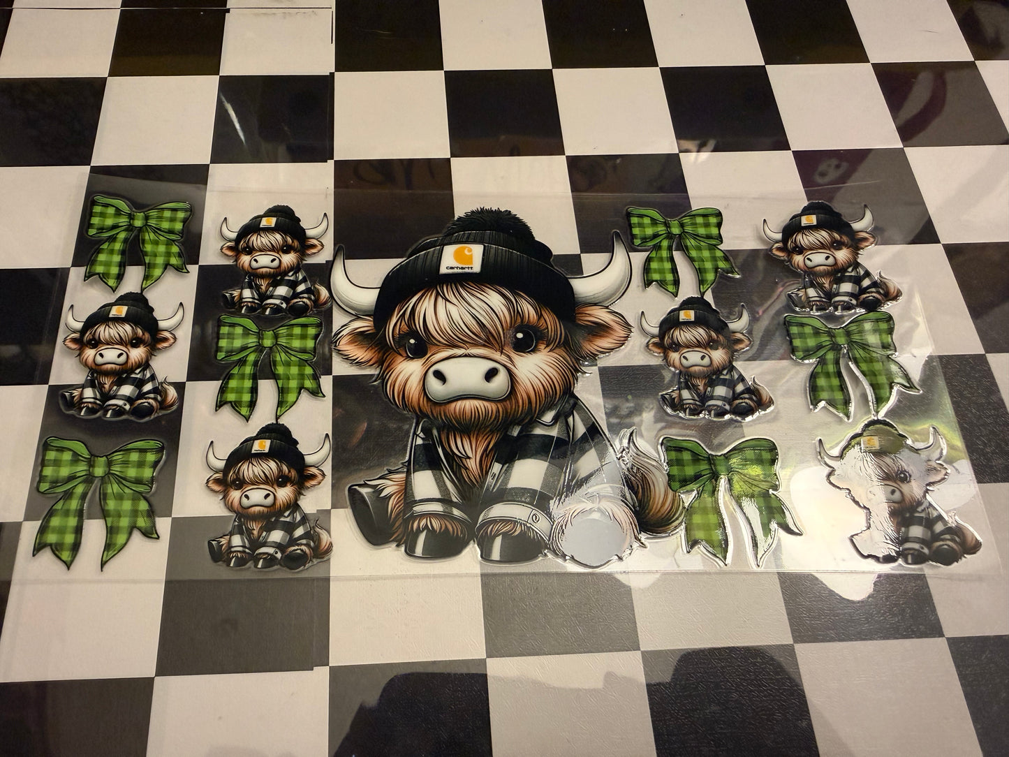Beanie Cow w/ Green Bows